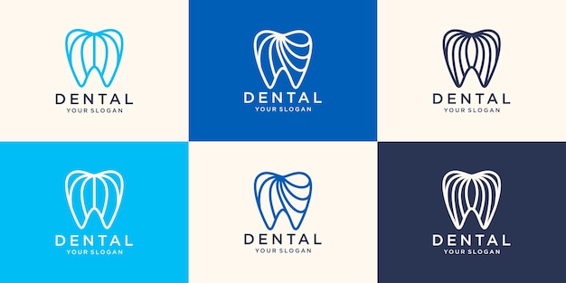 Simple Health Dent Logo design vector template linear style. Dental clinic Logotype concept icon.