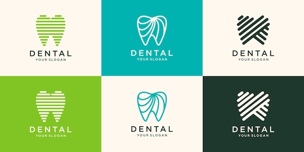 Simple health dent logo design vector template linear style. dental clinic logotype concept icon.