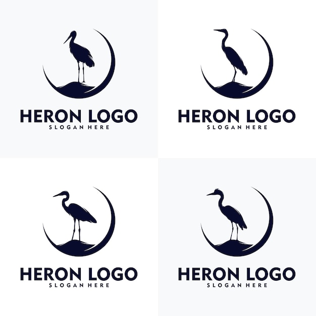 Простая цапля логотип концепт векторной графики