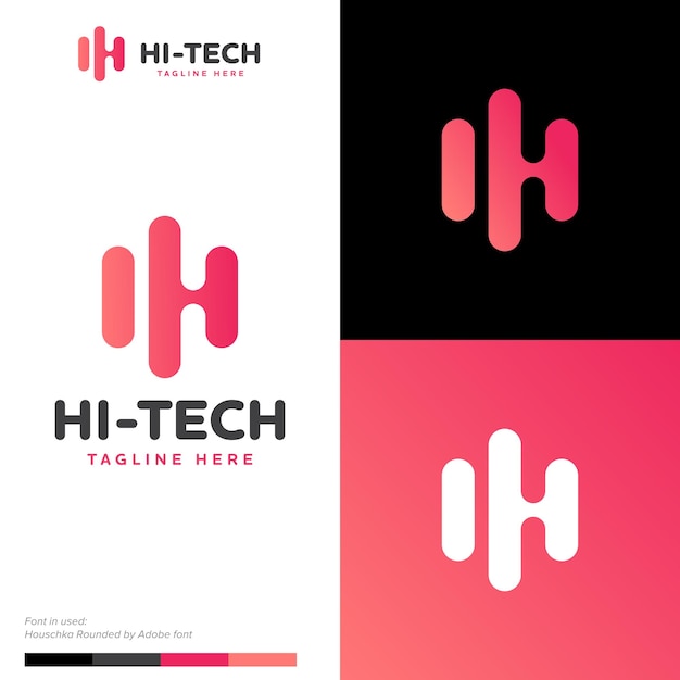 Simple Hi-tech play icon initial H logo