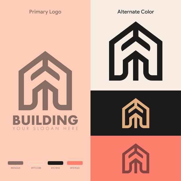 Semplice design del logo per la costruzione di una casa