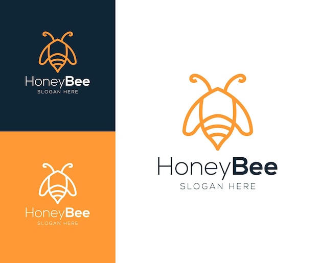 Простой дизайн логотипа Honey Bee, векторная иллюстрация, вдохновение