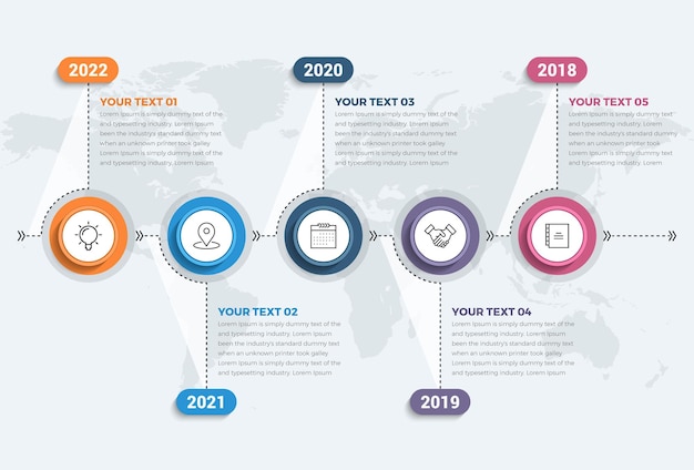 Vector simple horizontal timeline infographics