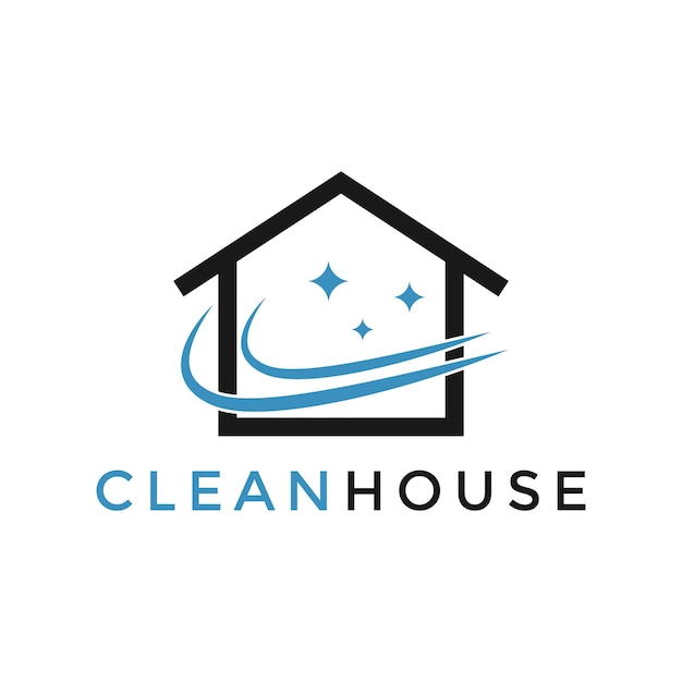 シンプルなハウス クリーニングのロゴ デザイン VectorTemplate