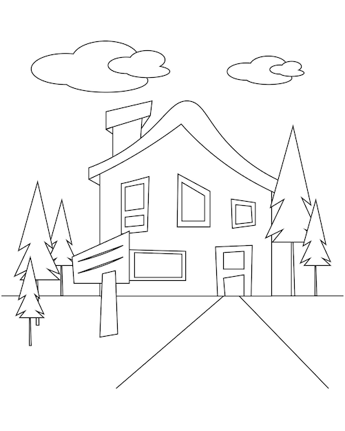 simple house coloring page simple modern house coloring page