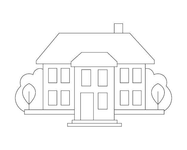 Simple house coloring page village house coloring page easy coloring page design