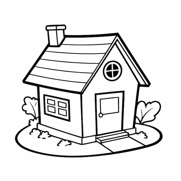 Simple House drawing for children page