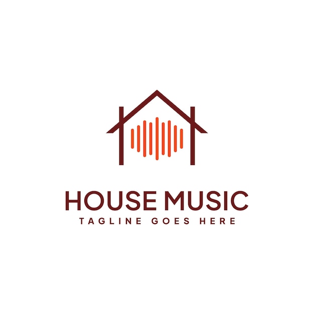 Simple house music logo design with line art concept