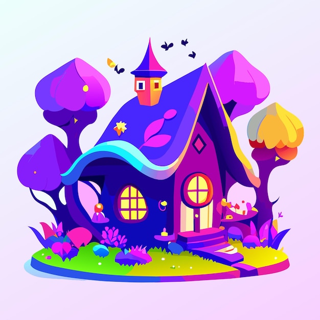 Vector simple house in nature background