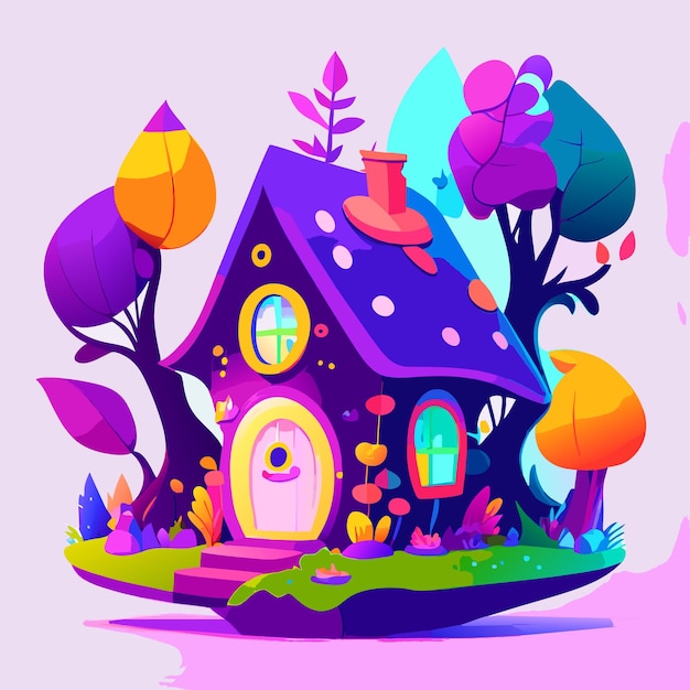 Vector simple house in nature background