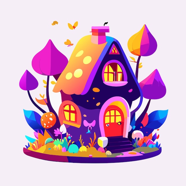 Vector simple house in nature background