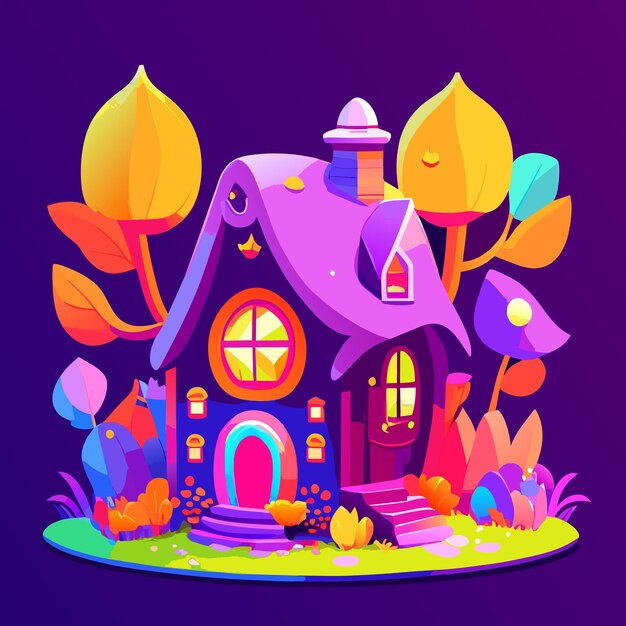 Vector simple house in nature background