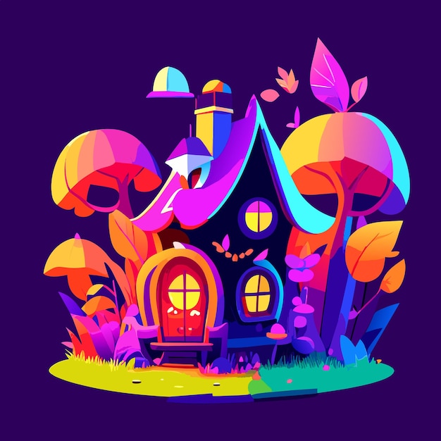 Vector simple house in nature background