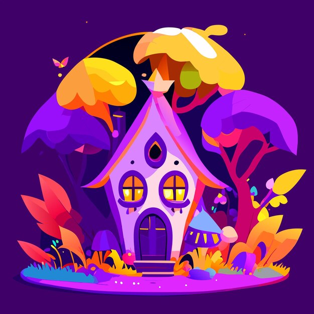 Vector simple house in nature background