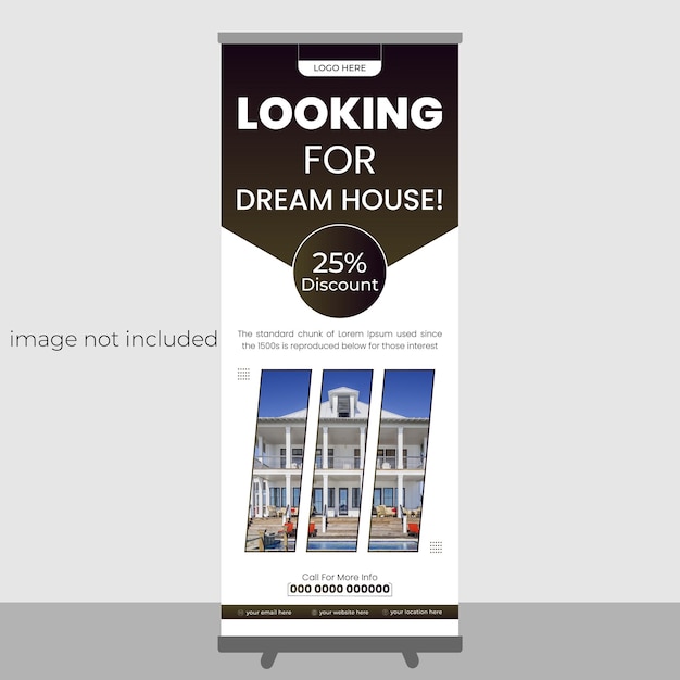 Vector simple house sale roll up banner design