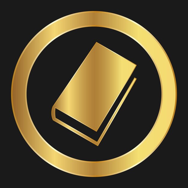 Simple icon of book for apps and websites gold on white background
