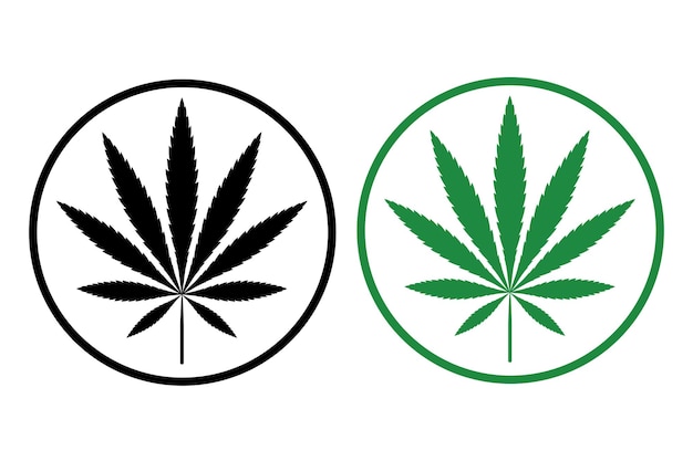 大麻の葉のシルエットのシンプルなアイコンサティバマリファナフラットスタイル