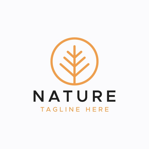 선 스타일 기호가 있는 자연의 간단한 아이콘 로고 배지.
