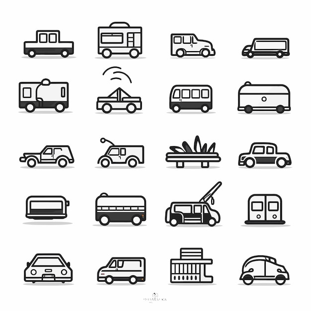 Vettore simple_icon_set_for_transportation_vehicles