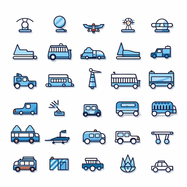 Vector simple_icon_set_for_various_vehicles_vector