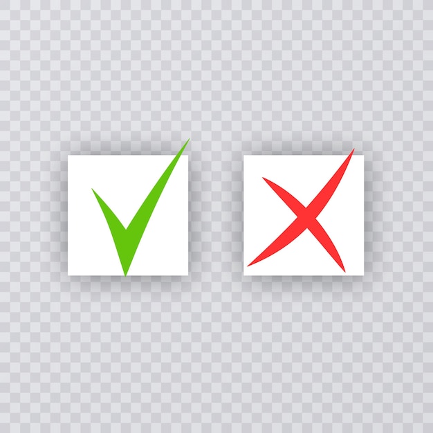 Vector do and don't simple icons hand drawn vector elements green check mark and red cross used to indicate rules of conduct or response versions