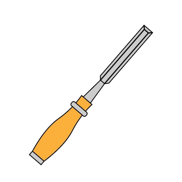 Simple illustration of chisel Concept of work tools for design Flat style