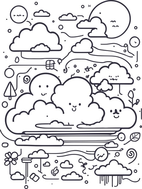 a simple illustration of cloud doodle