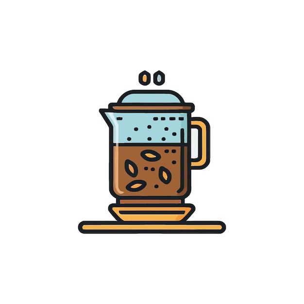 커피 원두가 있는 커피 포트의 간단한 그림입니다.