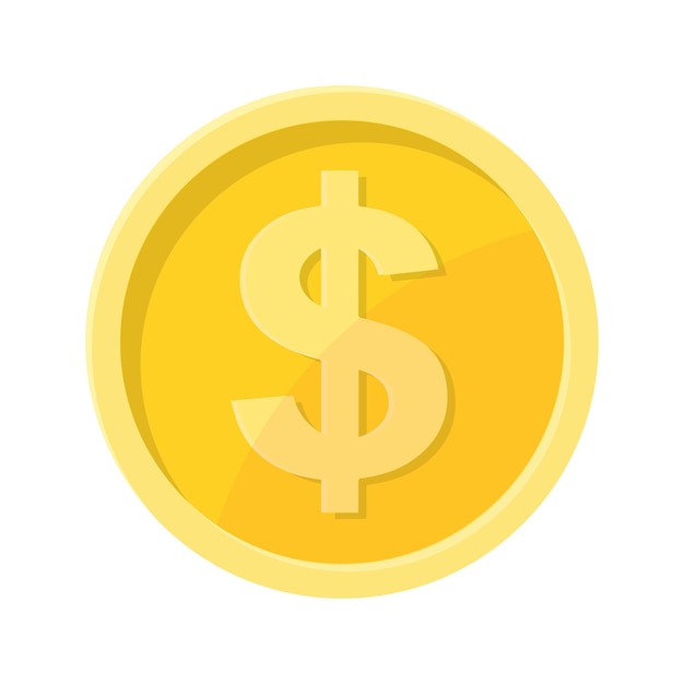 Simple illustration of dollar coin Concept of internet currency Flat style