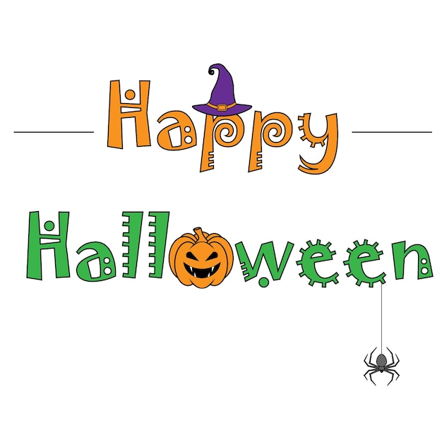 Semplice illustrazione dell'icona di testo happy halloween concetto per il giorno di halloween in stile piatto