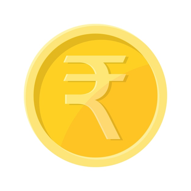 Simple illustration of Indian rupee coin Concept of internet currency Flat style