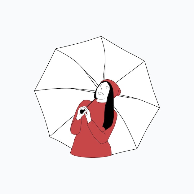 ベクトル 傘をさしている人のシンプルなイラスト