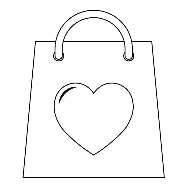 Vector simple illustration of package with heart icon for st valentines day