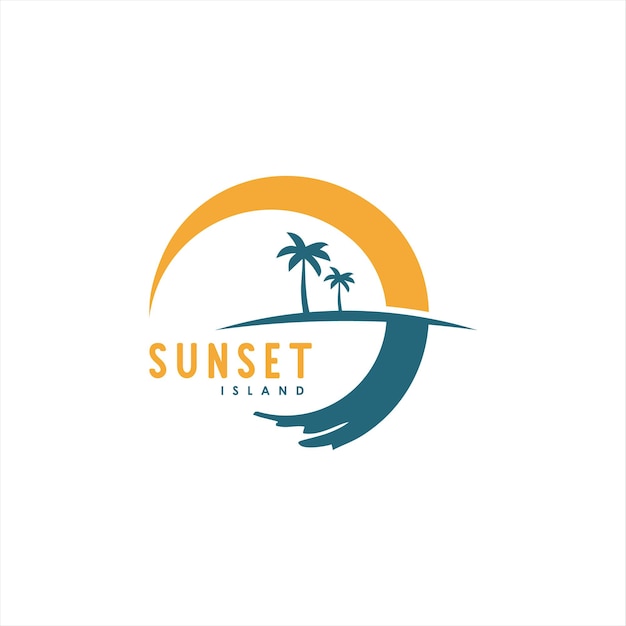 simple illustration of palm tree and sunset vector