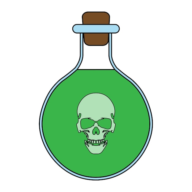 Simple illustration of poison in bottle Concept for Halloween day Flat style