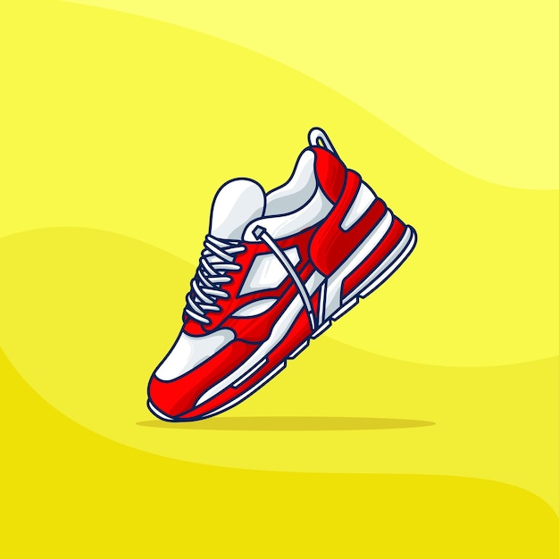 Simple Illustration of red white sneaker