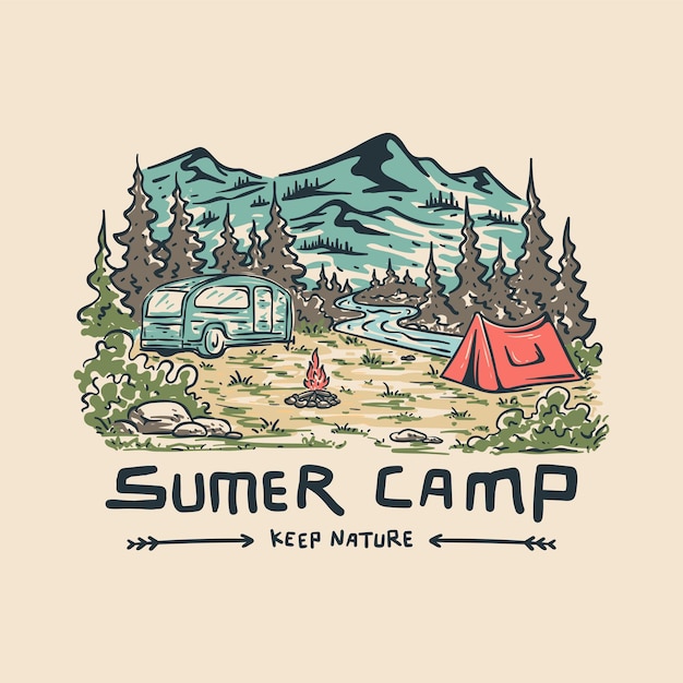 simple illustration of summer camp