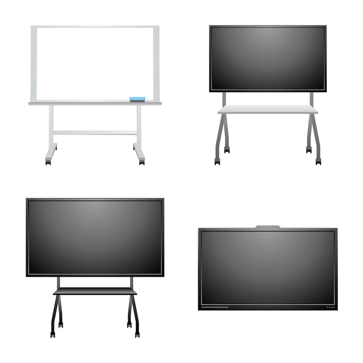 Vector simple illustration _ various home appliances set_ electronic blackboard