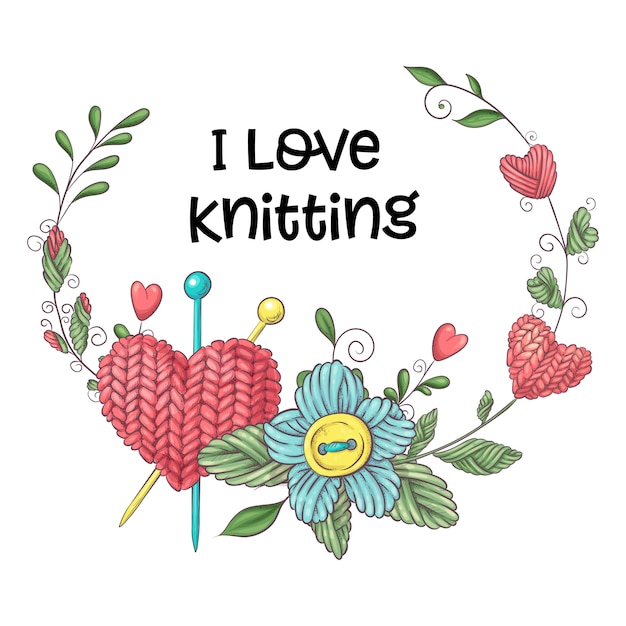 Simple illustration with knitting needle