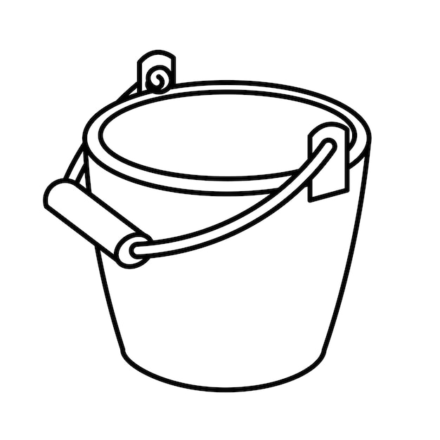 Vector simple image of a bucket with a handle black outline icon vector illustration