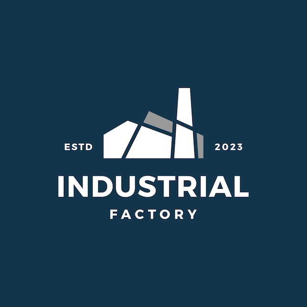 Vector simple industrial factory logo design vector illustration