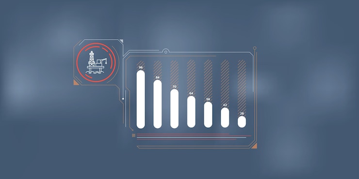 Vector a simple infographic about decreasing investment in offshore drilling