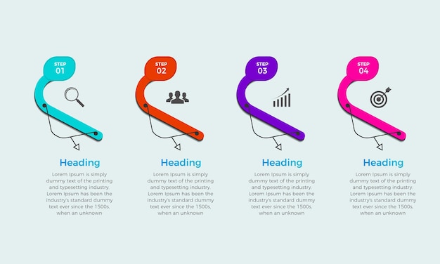 Simple infographic Presentation design template, Concept of 4 steps vector of business