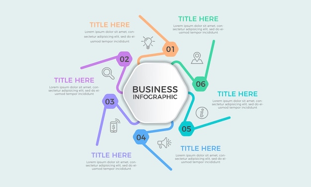 Simple infographic Presentation design template, Concept of 6 steps vector of business infographic