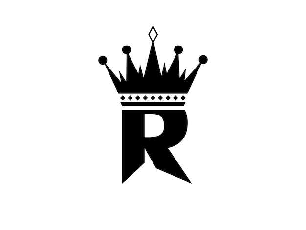 Простая начальная буква R с логотипом Crown, используемая для деловых поездок, модных и технологических логотипов