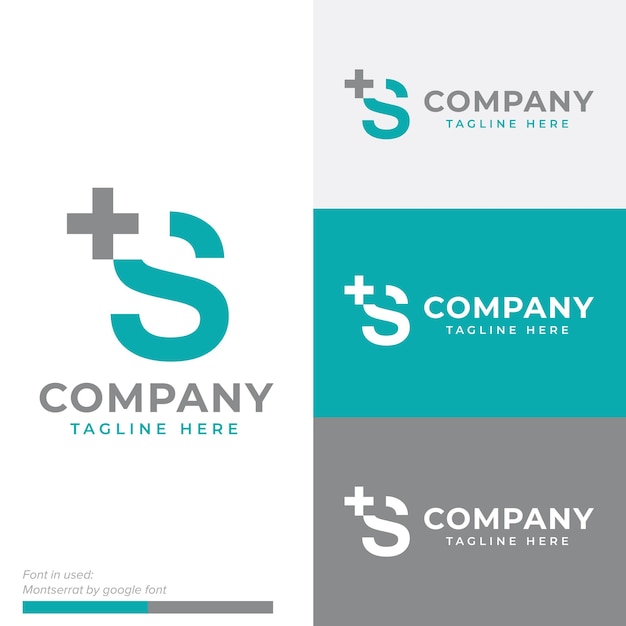 Vector simple initial letter s plus symbol icon flat logo vector design