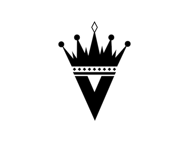 ビジネス旅行のファッションとテクノロジーのロゴに使用できる王冠のロゴが付いたシンプルな頭文字 V