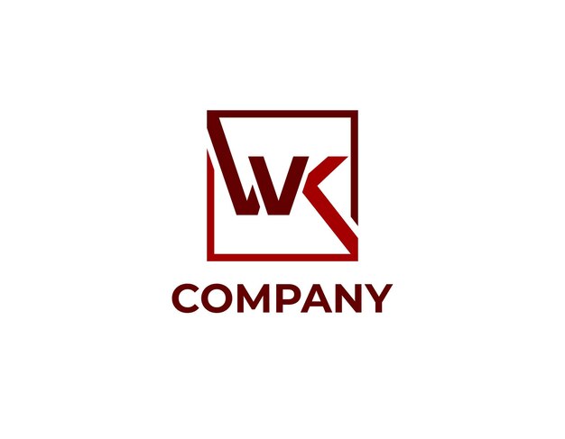 Vector simple initial letter wk logo design template