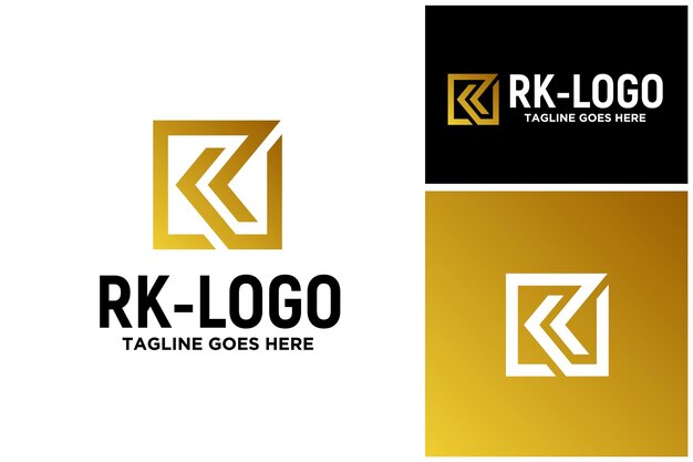 Simple Initial R K Monogram RK KR with modern square logo design