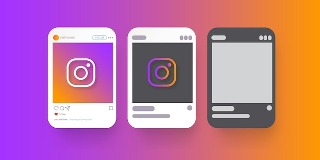 Vettore semplice modello di design del telaio di instagram